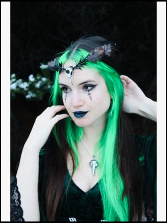 Gothic Feather Crown Handmade Adjustable Raven Elf Tiara Cosplay Renaissance main image 5